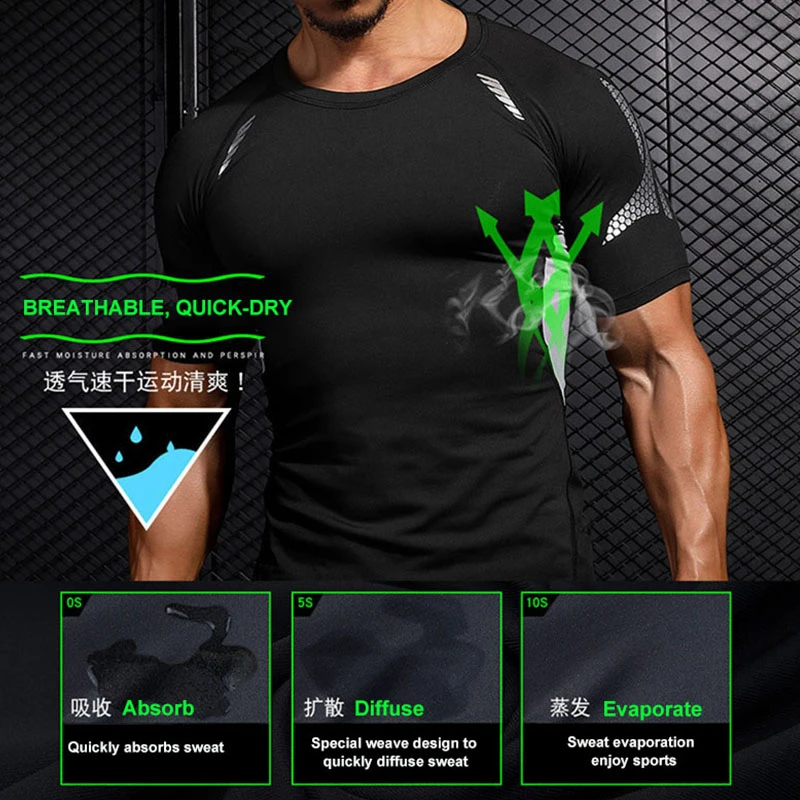 Men Sportswear Compression Sport Suits Quick Dry Running Sets Clothes Sports Joggers Training Gym Fitness Tracksuits Running Set