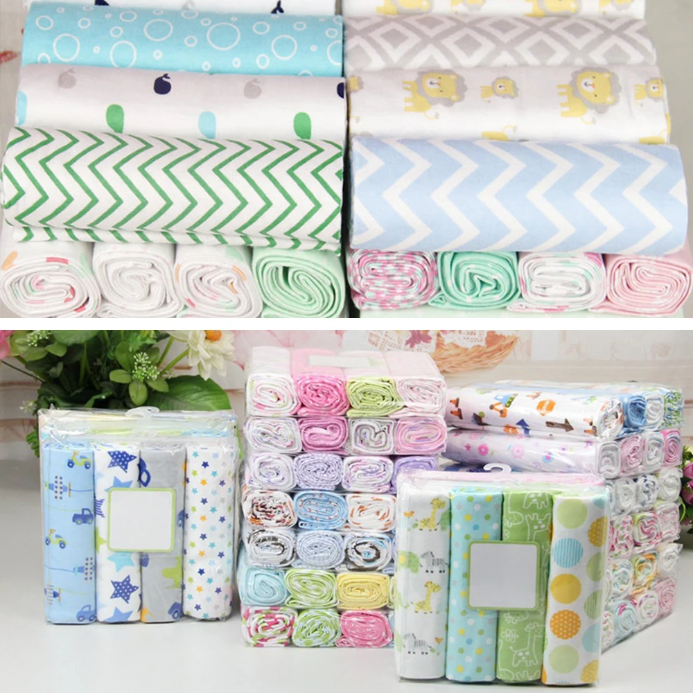 4Pcs/Lot 100% Cotton Muslin Flannel Baby Swaddles Soft Newborns Blankets Baby Blankets Newborn Muslin Diapers Baby Swaddle Wrap