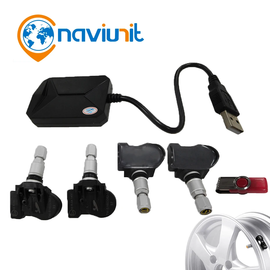 Naviuni-порт USB Встроенный TPMS система контроля давления в шинах диагностический инструмент для автомобильных шин подходит для всех радиоприемников android