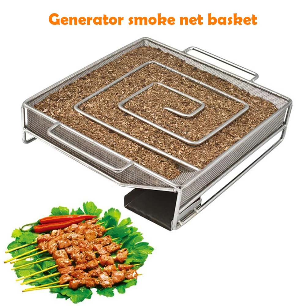 Cold Smoke Generator BBQ Accessories Steel Barbecue Grill Cooking Tool Smoker Salmon Bacon Fish Mini Wood Chip Smoking Box