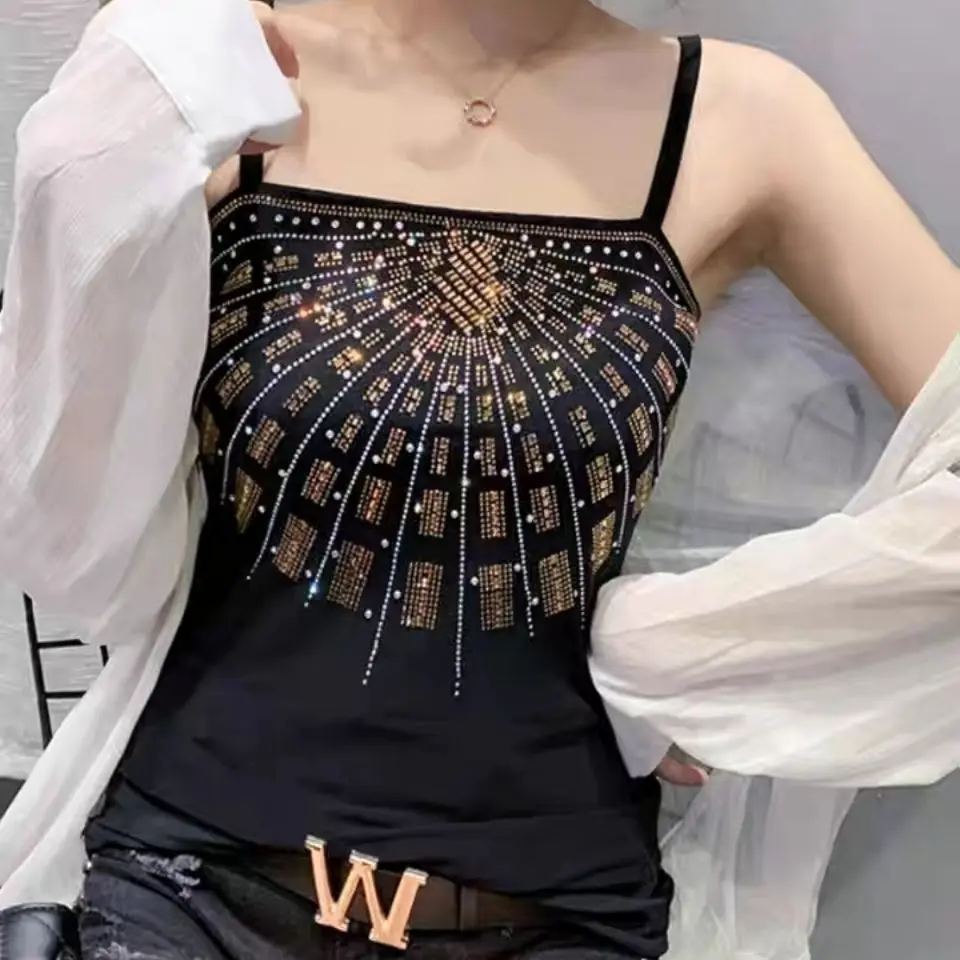 Women Corset Tops Women's Rhinestone Strap For Summer 2021 Tank Camis
