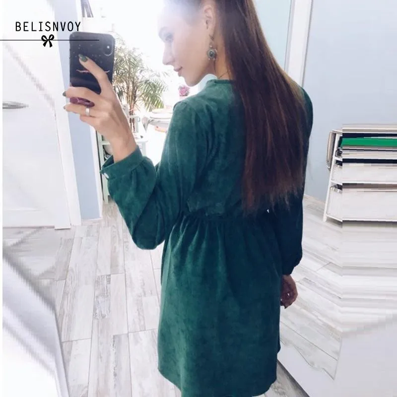Винтажное вельветовое женское платье рубашка Mori Girl элегантные осенне зимние