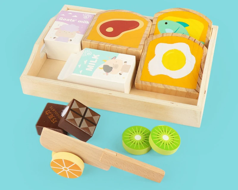 Детские деревянные игрушки, ролевые игры, кухонные игрушки, разделочные тосты, молоко, Обучающие, Обучающие игрушки, детские подарки