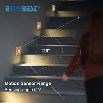 Recessed Wall Lamp Led Stair Light Motion Sensor Footlight Step Lamp AC85-265V Corridor Lighting Sconce Indoor Wall Light 1