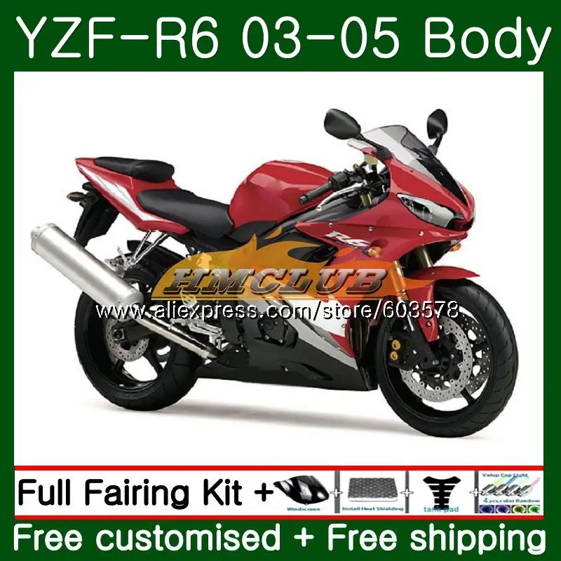 Корпус для YAMAHA YZF600 YZF R6 YZF-R6 2003 2004 2005 Кузов фабрики Красный 54CL. 6 YZF 600 R 6 YZF-600 YZFR6 03 04 05 обтекатели - Цвет: No. 1