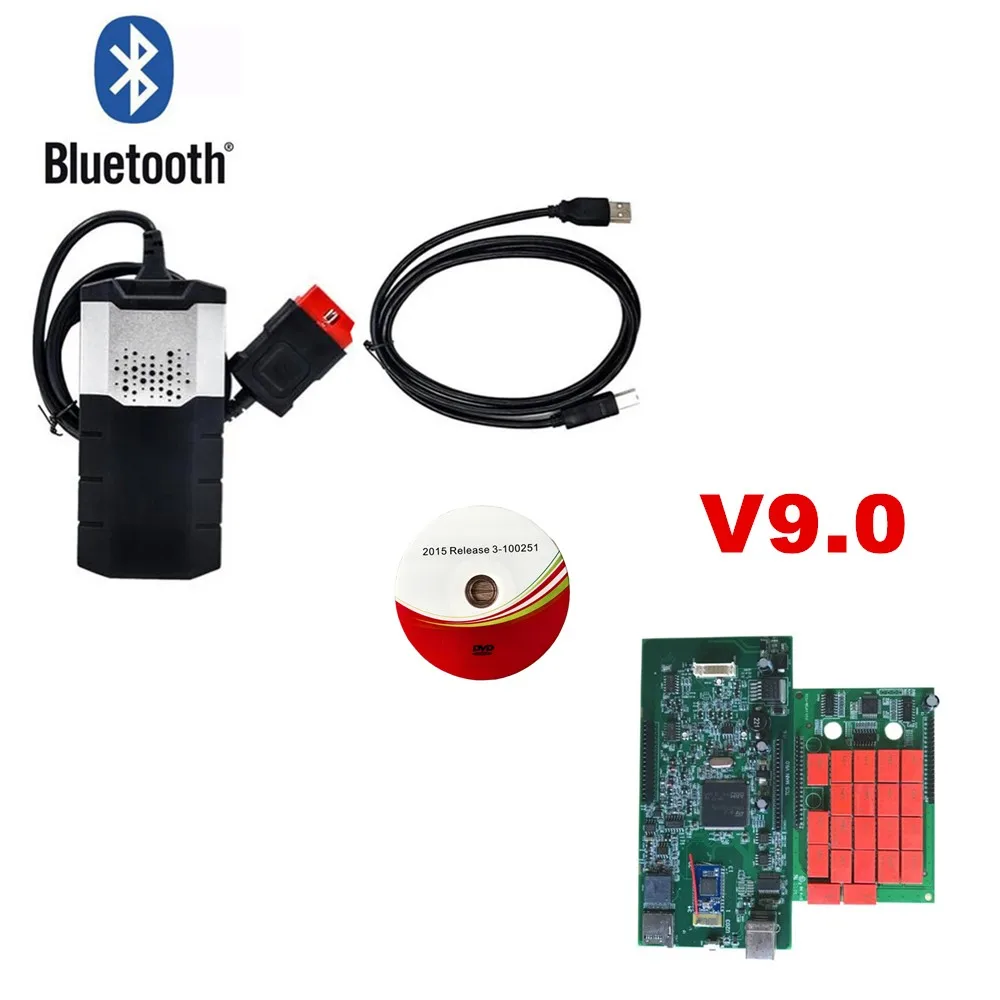 2016R0 новейшая версия/201503 для VD TCS CDP PRO OBD2 сканер автомобильный грузовик кабель комплект для delphis VD ds150e cdp и vci - Цвет: v9.0 with bluetooth