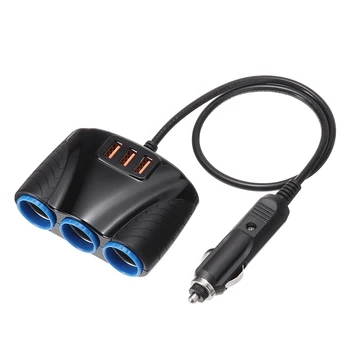

3 USB Port 3 Way Car Cigarette Lighter Socket Splitter Charger 120W Power 3.1A USB Car Charger DC 12V 24V FOR Car Electronics