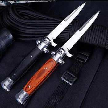 

High quality Knives 7Cr15MoV Blade Folding Knife + Wooden Handle Top Knifes Tactical Hunting Survival Knives Camping Tool