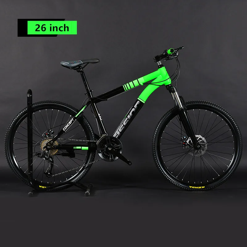 Бренд горный велосипед карбоновая стальная рама 24/26 дюймов колеса 27/30 скорость Запираемая вилка велосипед двойной дисковый тормоз MTB Bicicleta - Цвет: 26 inch wheel green