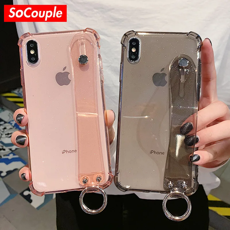 SoCouple мягкий чехол-держатель для телефона из ТПУ для iphone 7, 8, 6, 6s plus, X, XS, max, XR, 11 Pro, Max, противоударный ремешок на запястье, чехол-накладка на руку