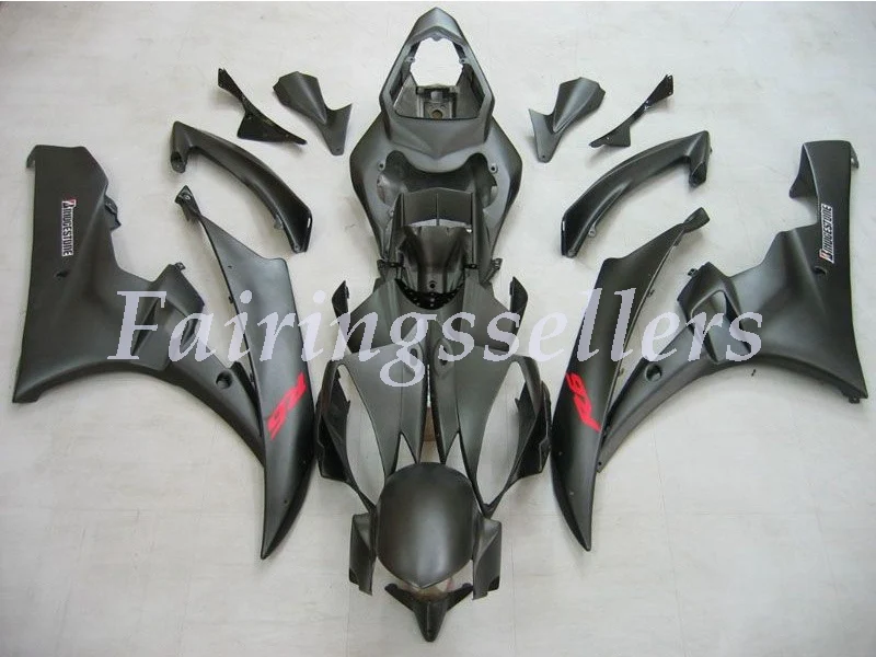 Matte Black ABS пластик Обтекатели подходят для Yamaha Обтекатели YZFR6 2006 2007 обтекатель кузова YZF R6 06 07 пользовательский Белый Красный Пламя - Цвет: Matte Black