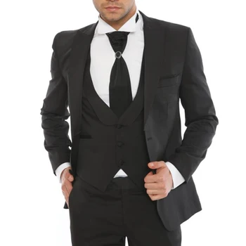 

XZ64 Men's 3 Piece Suit Slim Fit Tuxedo One Button Shawl Collar Jacket Vest & Trousers Custom Made Wedding Suits For Men 2020