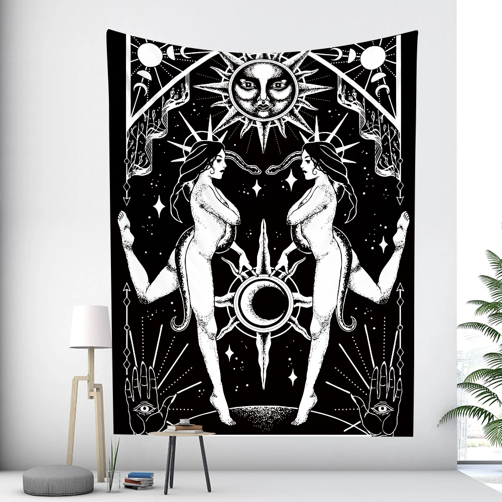 Moon Goddess Tarot Card Home Decoration Tapestry Psychedelic Scene Hippie Bohemian Mandala Bedroom Wall Decoration Mattress