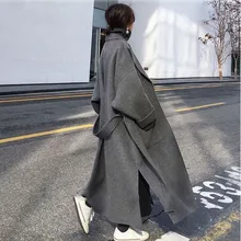 LANMREM осень и зима новая Корейская версия стеганого Кашемирового пальто Свободное однотонное прямое шерстяное пальто 19B-a627