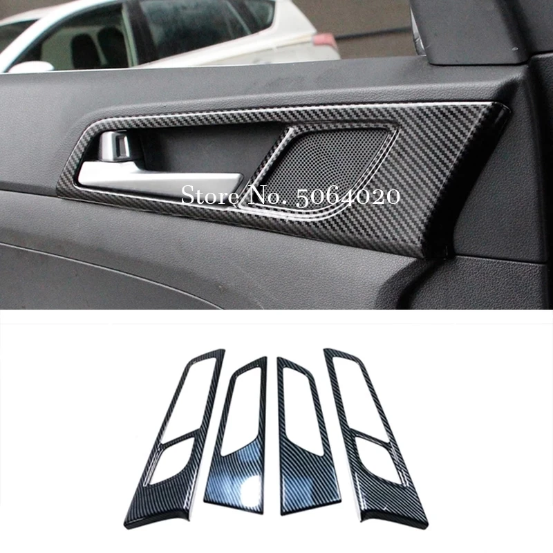 

For Hyundai Tucson 2015 2016 2017 2018 2019 2020 ABS Carbon fibre Car inner door Bowl protector frame Cover Trim Car Styling