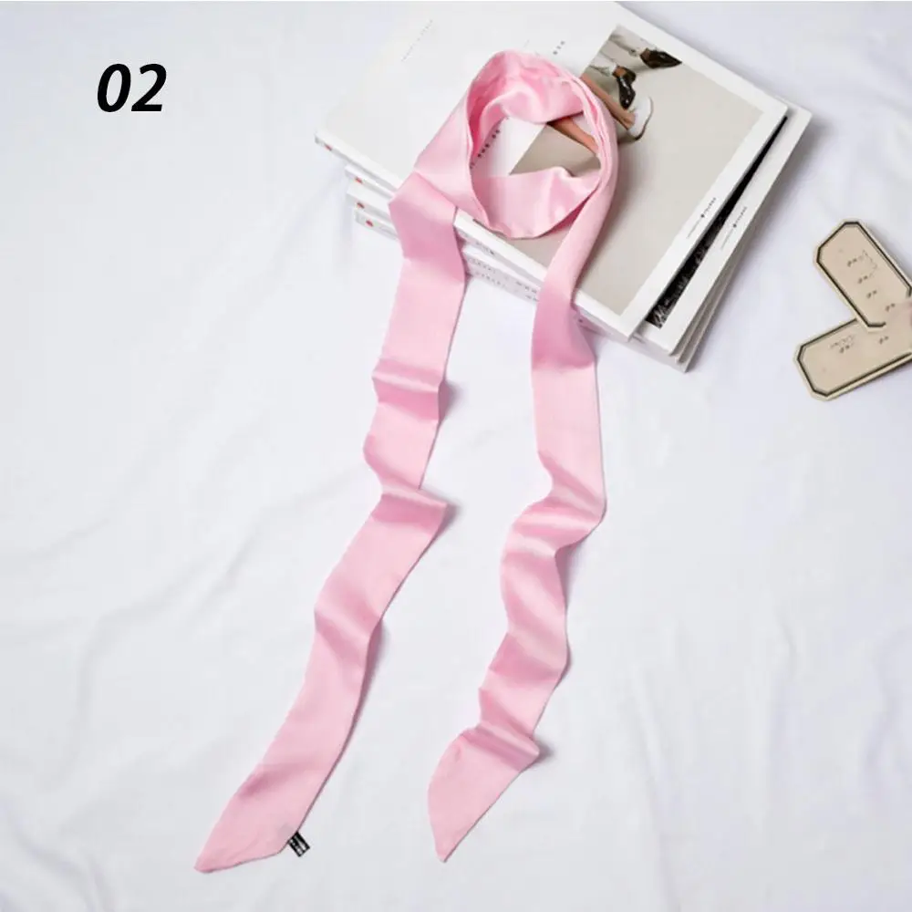 02 Light Pink Sparsil весенний однотонный узкий длинный шарф для женщин, новые мягкие шарфы 200 см, стильный галстук, ремень на запястье, маленькая лента - Цвет: 02 Light Pink