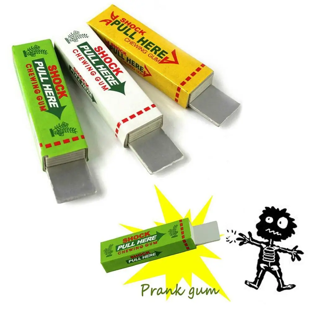 Drôle électrique choc choquant gomme à mâcher jouet boue poisson d'avril astuces blague Gadget pratique tirer tête jeu Spoof jouets