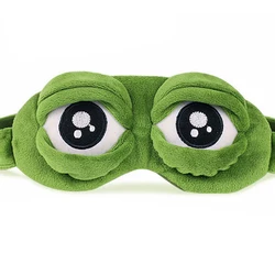 3D Sad Frog Sleep Mask - Soft & Portable Eye Shade (Green)