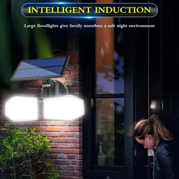 

LED Solar Light Outdoor Solar Lamp Two Square Heads Solar Lamp Powerful Motion Sensor Waterproof Rotary Light For Garden Garage