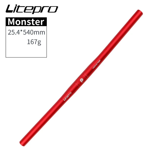 Litepro Monster Folding Bike Horizontal 25.4*540/580mm Aluminium Alloy Ultra Light Handlebars Bicycle Parts Red 540mm