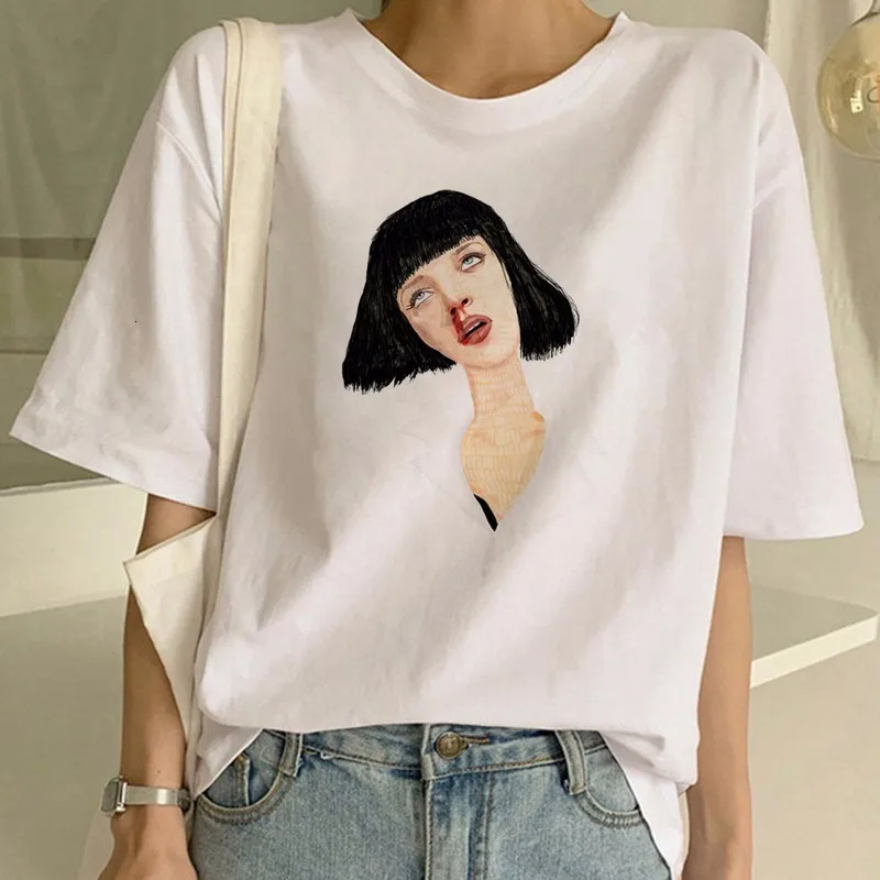 Женская футболка с забавным принтом из фильма Pulp fiction, Миа Харадзюку, Ulzzang, летняя футболка, модная Дева Мэри Миа, футболка, женские футболки - Цвет: 592