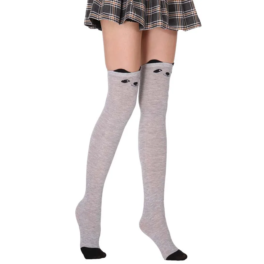 Fashion Lovely Cat Animal Pattern Women Black Socks Party Wedding