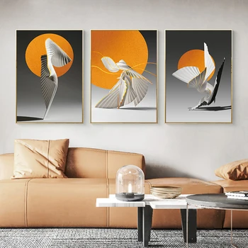 

Christmas Canvas Painting Orange Sun Poster Creative Abstract Wall Art Nordic Prints Wall Pictures for Living Room Home Decor