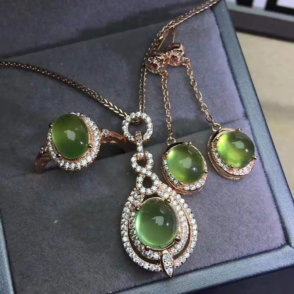 Серьги из натурального грейпвина кольцо кулон ожерелье набор S925 чистое серебро