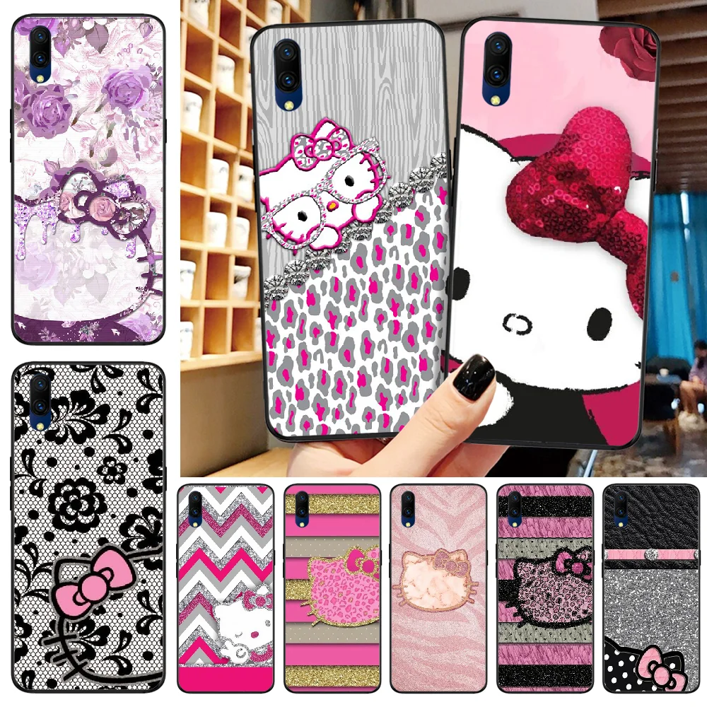 

Reayou bling hello kitty Black TPU Soft Rubber Phone Cover For VIVO X23 Magic X21 20 30 X21UD X20 21 9S 9 Plus X play 6