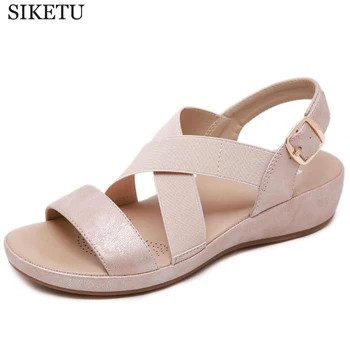 

summer new Flat Sandals Women Shoes Gladiator Open Toe Buckle Wedge Sandals Female Casual Women's Flat Platform Beach Shoes hy61