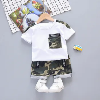 

2020 summer new boy clothing baby Sets casual round neck short sleeve T-shirt + pants boy Sets children's clothes