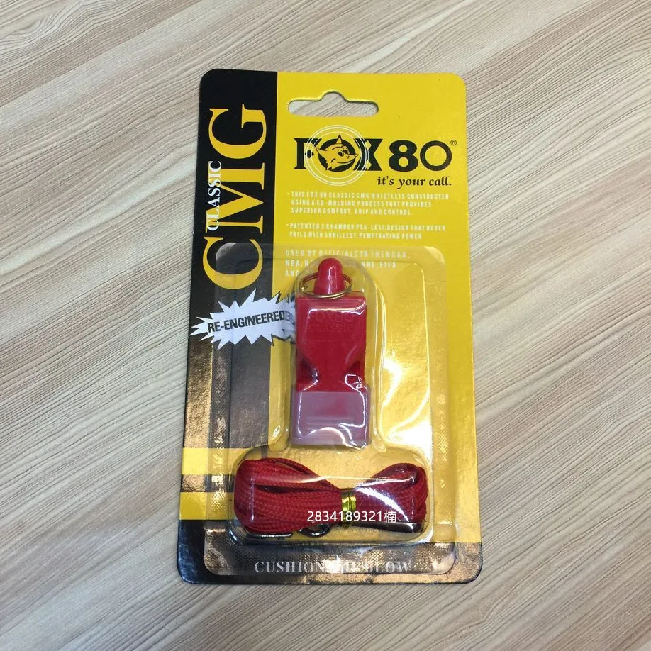 Пластик свисток FOX40 FOX80 свисток без косточек Пластик свисток Американский Футбол Баскетбол Хоккей Бейсбол Спортивный рефери свисток - Цвет: FOX80-Red