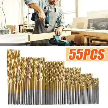 

50Pcs HSS Twist Drill Bit High Speed Steel Drill Bit Set 1/1.5/2/2.5/3mm Power Drilling Tool for Wood Titanium Coated Drill Bits