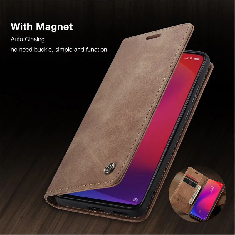 CaseMe ретро кожаный чехол для Xiaomi Redmi K20 Pro Новый Магнитный Флип-кошелек с отделением