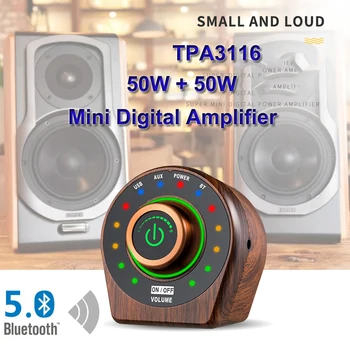 

2*50W Bluetooth 5.0 TPA3116 Wooden Retro Digital Power Audio Amplifier Class D Stereo HiFi Amplificador Home Theater AMP