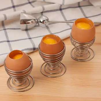 

Stainless Steel Eggs Spring Stand Spiral Rack Eggs Cup Holder Breakfast Kitchen Tool, 11