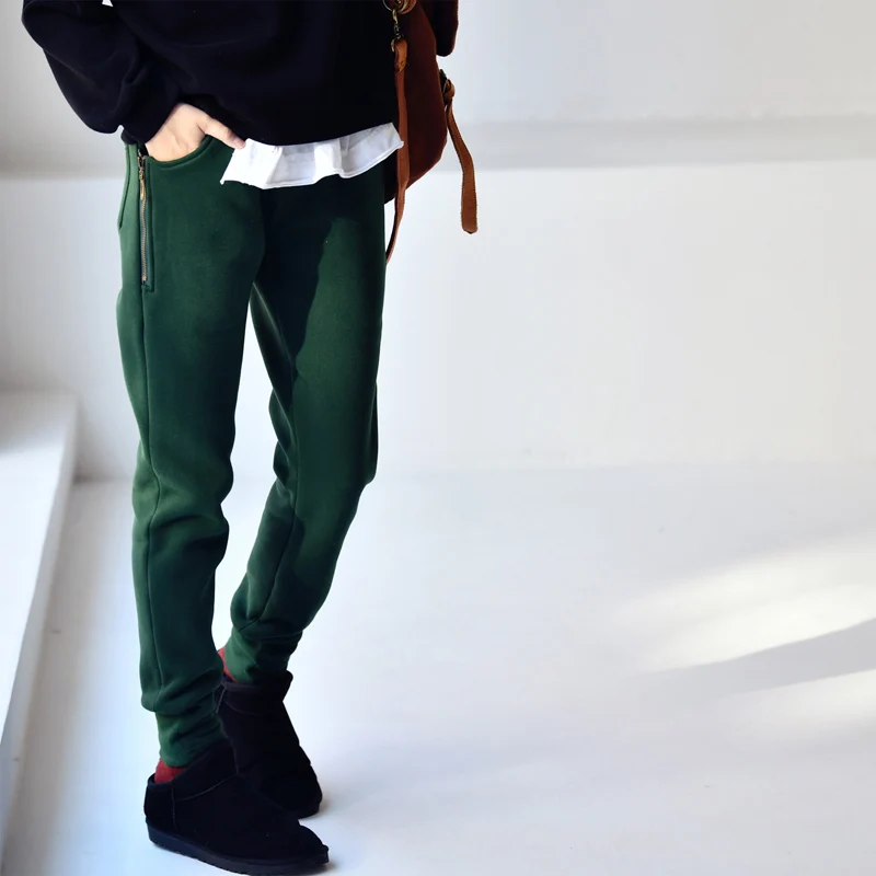 MICOCO K3053a fLoose-fitting and slimming side zipper with a tight waist and fleece and thickened casual sweatpants 2