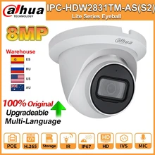 Dahua oryginalny 8MP 4K aparat IP HD IPC-HDW2831TM-AS-S2 IPC PoE IR 30m WDR IP67 H.265 Mic IVS kamera sieciowa CCTV bezpieczeństwa Camara