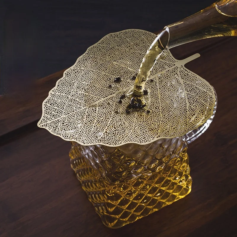 Tea Leakage Pure Copper Bodhi Leaf Tea Filter Screen Tea Filter Funnel Creative Kung Fu Tea Set