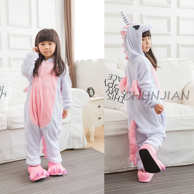 Зимние фланелевые детские пижамы с мультяшным тигром, детская маскарадная Пижама для вечеринки Пижама с единорогом кигуруми, пижамы для мальчиков, От 4 до 12 лет - Цвет: L024