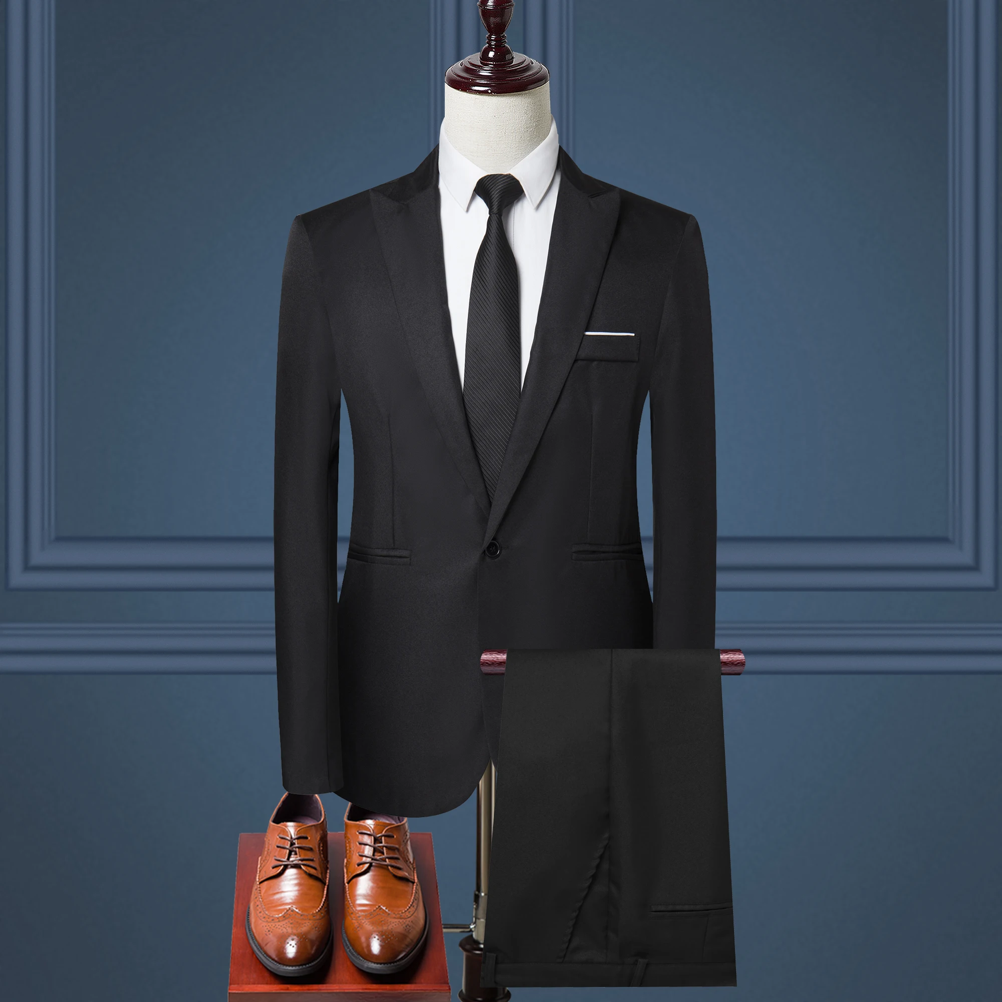 Новинка, Мужской приталенный Повседневный Блейзер размера плюс 5XL+ брюки, мужские костюмы для бизнеса, офиса, формальной вечеринки, свадьбы, 2 предмета, мужской блейзер