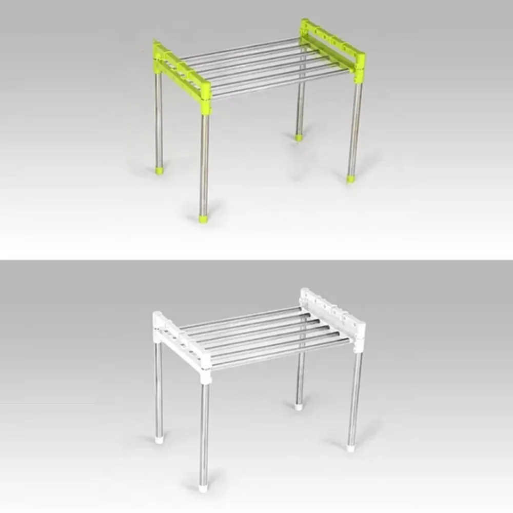 

Multifunctional Microwave Oven Shelf Rack Stainless Steel Adjustable Standing Type Double Kitchen Holder