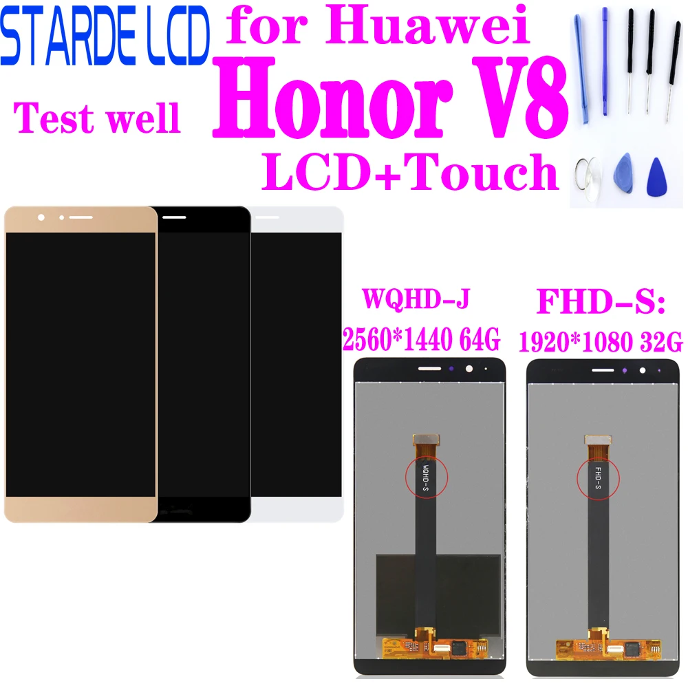 Для Huawei Honor V8 KNT-AL20 KNT-UL10 KNT-AL10 KNT-TL00 KNT-TL10 ЖК-дисплей + цифровой преобразователь