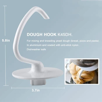 

Dough Hook&Flex Edge Beater/Stand Mixer Parts for KitchenAid 4.5-5 Qt Food Processor Accessory Flex Edge Bowl Scraper