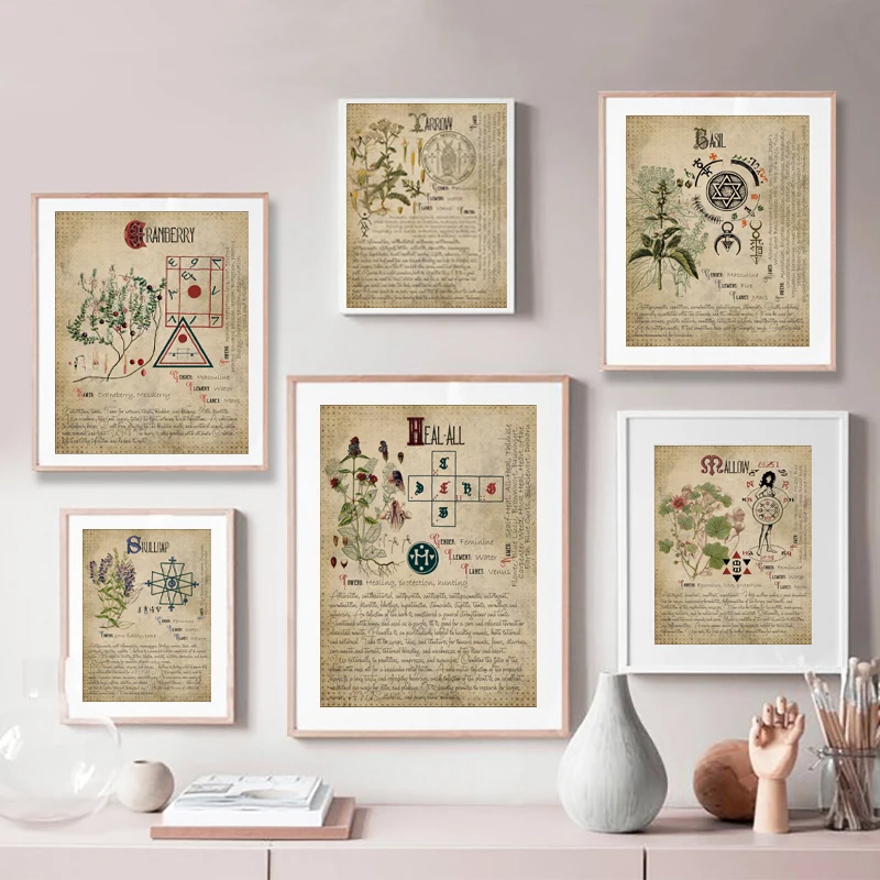 Witchcraft-Book-of-Shadows-Vintage-Prints-Herbal-Grimoire-BOS-Sheets-Posters-Herbarium-Wall-Art-Pictures-Canvas (4)