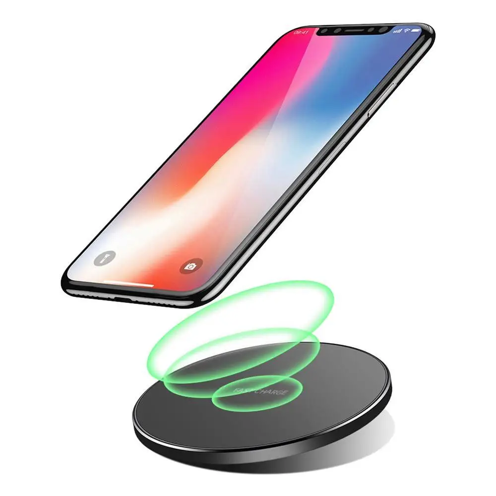 Qi металлическое Беспроводное зарядное устройство 10 Вт для iPhone 8 X XR XS Max QC3.0 быстрая