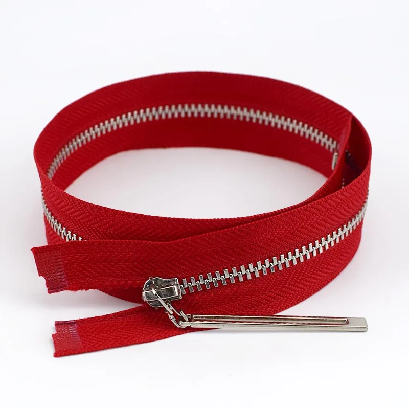 Red Meetee 2pcs 20/40/70cm Close-End Open-End 3# Metal Zipper Silver Tooth Auto Lock Zip DIY Bags Garment Sewing Accessories ZA063 - Цвет: Red