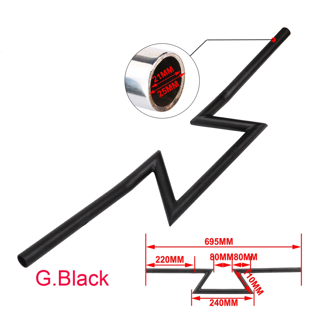 Хром Черный мотоцикл 22 мм 7/" 25 мм 1" Руль ретро ручка Z бар для Harley Touring Chopper Bobber Sportster 1200 883 - Цвет: G.Black 25MM