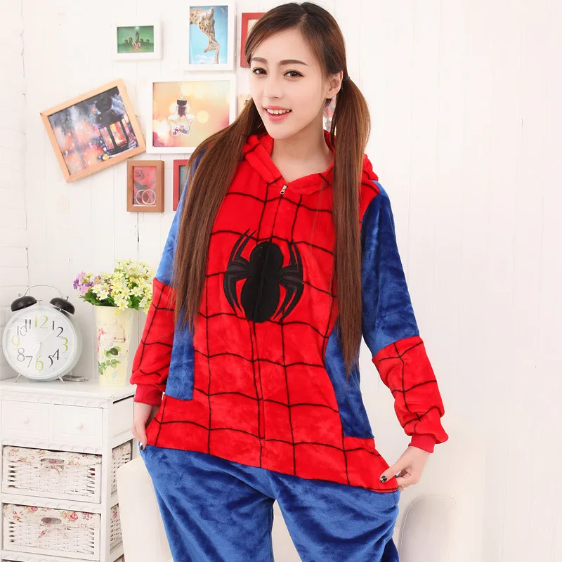 

Unisex Adults Animal Pajamas Anime Onesie Spiderman Flannel Cartoon Cute Warm Cosplay Sleepwear