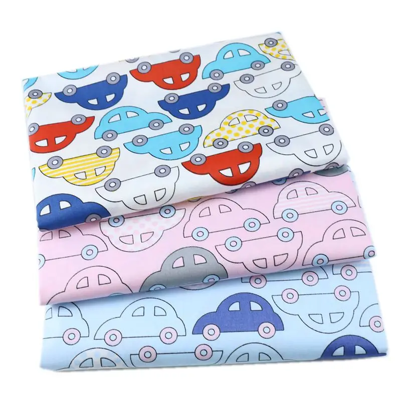 Ткань из хлопка с принтом машин для изготовления платьев, подушек, одеял для шитья детской простыни, Текстиль